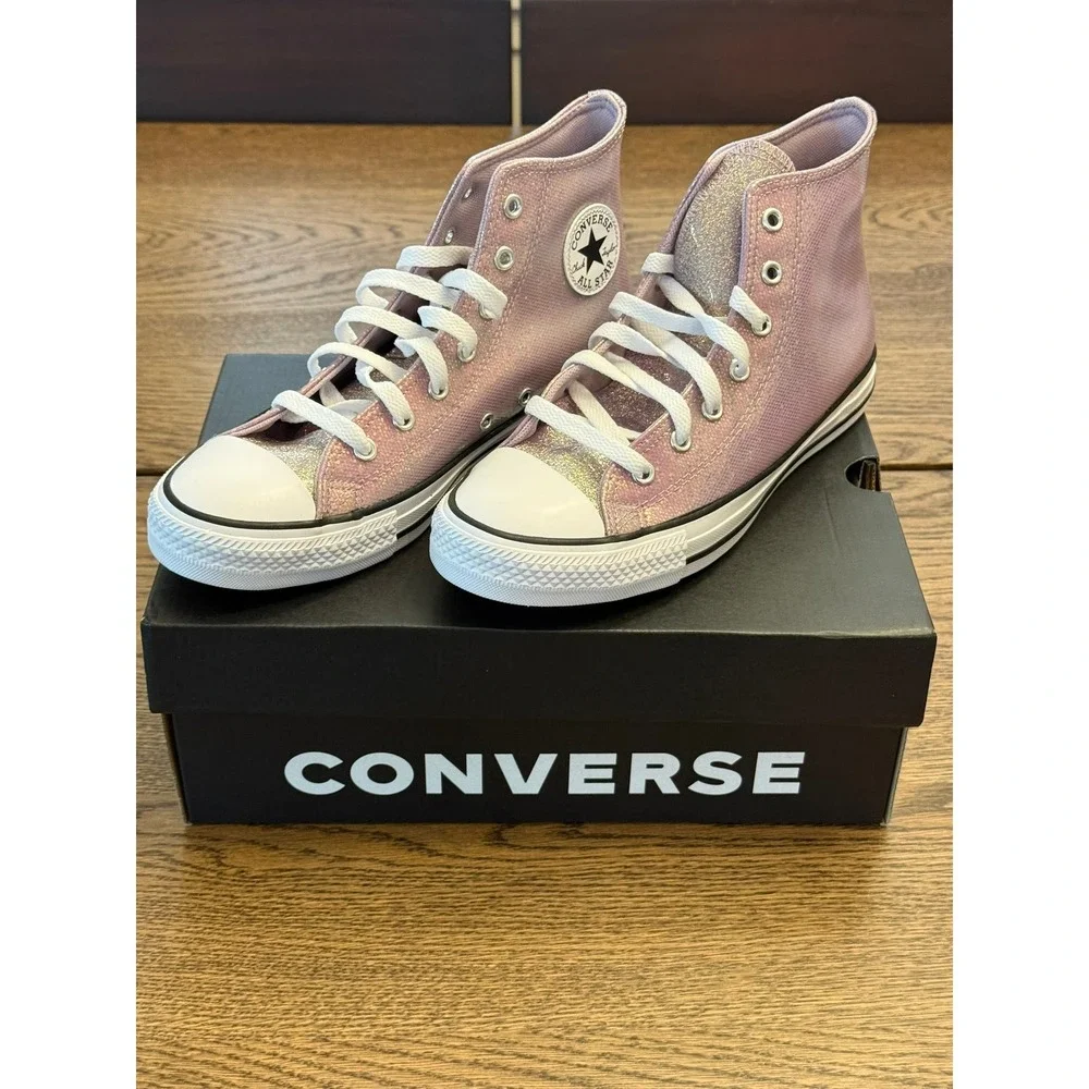 Converse Chuck Taylor All Star High Top Pink Glitter Sneakers Kids Size 6